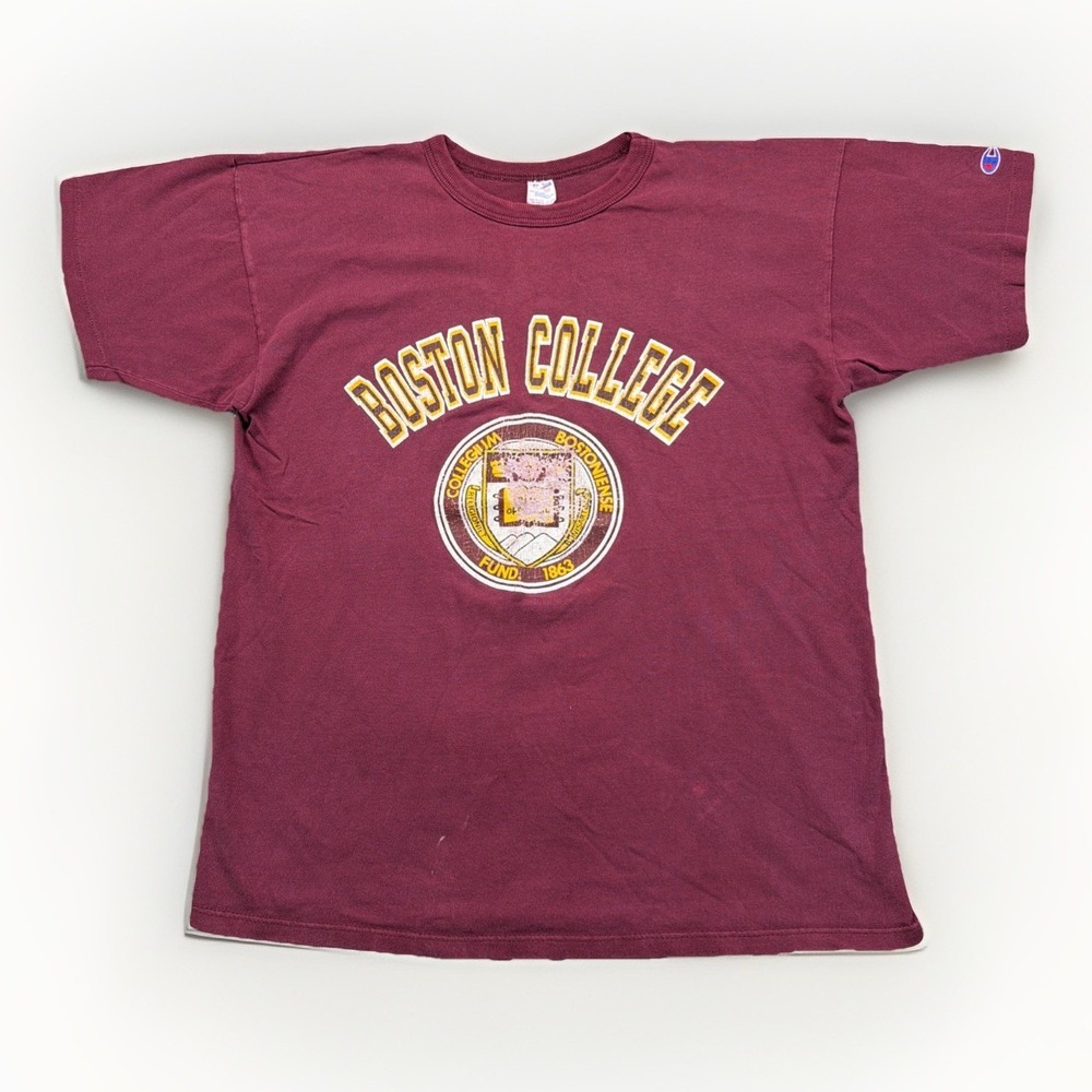 Vintage Champion Boston College T Shirt Men's Size XL Made In USA Maroon 80s